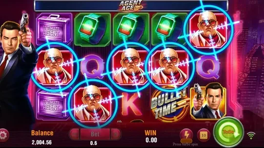 Agent Ace Ace Agent Mode — villain symbols locked under blue crosshair targets, turning wild